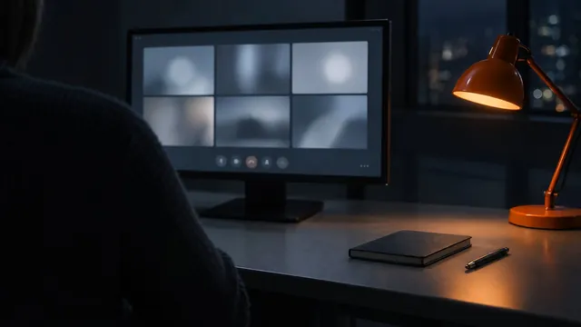 A consultation desk with a screen and a warm desk lamp