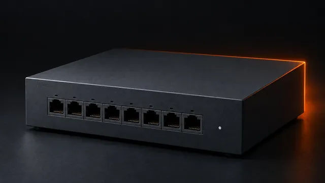 An unbranded network appliance on a dark backdrop